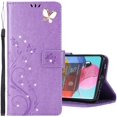 thumbnail image 1 of Compatible with Samsung Galaxy S21 Case Glitter with Card Holder Flip Wallet Phone Case for Women Crystal Butterfly Shockproof Protective Case for Samsung Galaxy S21 5G,Lavender GY, 1 of 15