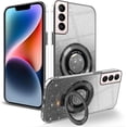 thumbnail image 1 of Compatible with Samsung Galaxy S21 Case Glitter with Magnetic Stand Pink,Phone Samsung S21 Case Silicone Transparent Support Wireless Charging Shockproof Luxury Protective Cover (Black), 1 of 13