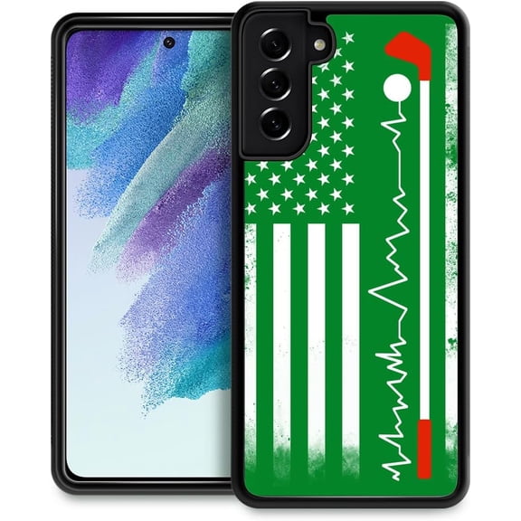 Compatible with Samsung Galaxy S21+ Case, Golf American Flag Anti-Skid and Shockproof Protective Case for Men/Women, Soft Silicone Rubber+Hard Back Cover Compatible with Samsung Galaxy S21 Plus