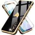 thumbnail image 1 of Compatible with Samsung Galaxy S21 Case with HD Screen Protector Shockproof Protection, Love Heart Plating Girly Women Cute Soft TPU Luxury Elegant Case for Galaxy S21 5G, Black, 1 of 7