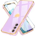 thumbnail image 1 of Compatible with Samsung Galaxy S21 Case with HD Screen Protector Shockproof Protection, Love Heart Plating Girly Women Cute Soft TPU Luxury Elegant Case for Galaxy S21 5G, Purple, 1 of 12