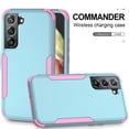 thumbnail image 1 of Compatible with Samsung Galaxy S21 Case, Hybrid Heavy Duty Military Grade Full-Body Drop Shockproof Heavy Duty Dustproof 3-Layers Rugged Anti-Scratch Cover Wireless Charging, Green/Pink, 1 of 8