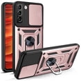 thumbnail image 1 of Compatible with Samsung Galaxy S21 Case with Sliding Camera Lens Cover and Ring Kickstand Heavy Duty Military Grade Rugged Protection Shockproof Back Phone Cover for Samsung Galaxy S21, Rosegold, 1 of 9