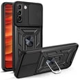 thumbnail image 1 of Compatible with Samsung Galaxy S21 Case with Sliding Camera Lens Cover and Ring Kickstand Heavy Duty Military Grade Rugged Protection Shockproof Back Phone Cover for Samsung Galaxy S21, Black, 1 of 9