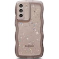 thumbnail image 1 of Compatible with Samsung Galaxy S21 FE 5G Case 6.4",Glitter Clear Bling Star Transparent Matte Cute Curly Wave Frame Camera Cover Protection Shockproof Bumper Phone Cover for Women (Black), 1 of 11