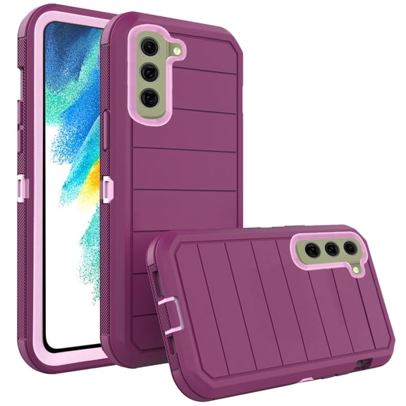 Compatible with Samsung Galaxy S21 FE 5G Phone Case Hybrid Rugged Shockproof Hard Protective Drop Proof Full Body Heavy Duty Mobile Cell Cover for S 21 EF S21FE5G UW S21FE 21S G5 6.4 Women Men Purple