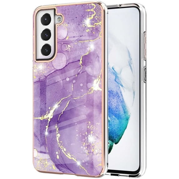 Compatible with Samsung Galaxy S21 FE Case, Galaxy S21 FE Case Ultra Slim Marble Luxury Glossy Rubber Durable Shockproof Protective Phone Case for Samsung Galaxy S21 FE Marble Purple YBT