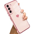 thumbnail image 1 of Compatible with Samsung Galaxy S21 FE Case Love Heart Plating Electroplate Luxury Elegant Case Camera Protector Soft TPU Protective Corner Back Cover Galaxy S21 Fe Case -Pink, 1 of 10