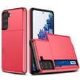 thumbnail image 1 of Compatible with Samsung Galaxy S21 FE Case, Wallet Cover Credit Card Holder Slot Sliding Back Pocket Anti-Scratch Dual Layer Protective Case Cover for Samsung Galaxy S21 FE,Red, 1 of 9