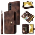 thumbnail image 1 of Compatible with Samsung Galaxy S21 FE Wallet Case, [6 Card Slots] Removable Adjustable Crossbody Necklace Lanyard Shoulder Strap Zipper PU Leather Case for Samsung Galaxy S21 FE,Brown, 1 of 6