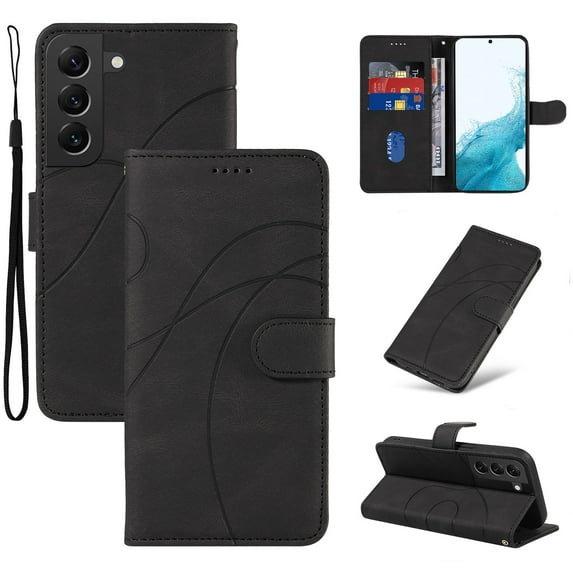 Compatible with Samsung Galaxy S21 FE Wallet Case, Protective Vintage Premium PU Leather Flip with Card Holders Kickstand & Wrist Strap Folio Case Cover for Men Women for Galaxy S21 FE, Black