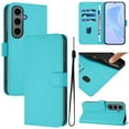 thumbnail image 1 of Compatible with Samsung Galaxy S21 FE Wallet Case with RFID Blocking Credit Card Holder, PU Leather Folio Flip Kickstand Protective Shockproof Anti-fall Phone Case Cover Women Men,Lagon, 1 of 12