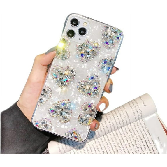 Compatible with Samsung Galaxy S21 Luxury Case with Bling Love Heart, Glitter Women Case for Galaxy S21, Pretty Girls Case Diamond Case for Samsung S21
