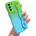 thumbnail image 1 of Compatible with Samsung Galaxy S21 Plus 5G 6.7" Case for Women Men, Cute S21 + Phone Case with Strap Wristband Kickstand Camera Lens Protect Gradient Wave Soft Silicone Cover (Green Blue), 1 of 10