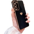 thumbnail image 1 of Compatible with Samsung Galaxy S21+ Plus 5g 6.7” Phone Case Luxury Electroplate Side Cute Love Heart Pattren Elegant Cover with Camera Protection Soft Silicone Shockproof Bumper (Black), 1 of 11