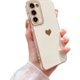 thumbnail image 1 of Compatible with Samsung Galaxy S21+ Plus 5g 6.7” Phone Case Luxury Electroplate Side Cute Love Heart Pattren Elegant Cover with Camera Protection Soft Silicone Shockproof Bumper (White), 1 of 10