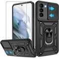 thumbnail image 1 of Compatible with Samsung Galaxy S21 Plus Case with HD Screen Protector with Slide Camera Cover, 360° Rotation Ring Kickstand [Military Grade] Case for Samsung Galaxy S21 Plus1,Black, 1 of 8