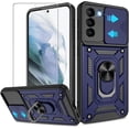 thumbnail image 1 of Compatible with Samsung Galaxy S21 Plus Case with HD Screen Protector with Slide Camera Cover, 360° Rotation Ring Kickstand [Military Grade] Case for Samsung Galaxy S21 Plus,Blue, 1 of 16