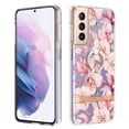 thumbnail image 1 of Compatible for Samsung Galaxy S21 Plus Case with Ring Kickstand Holder Clear Floral Pattern Hybrid PC TPU Shockproof Protective Phone Case Cover for Samsung Galaxy S21 Plus Women Girls, Pink Flower, 1 of 5