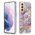 thumbnail image 1 of Compatible for Samsung Galaxy S21 Plus Case with Ring Kickstand Holder Clear Floral Pattern Hybrid PC TPU Shockproof Protective Phone Case Cover for Samsung Galaxy S21 Plus Women Girls, Flowers, 1 of 5