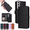 thumbnail image 1 of Compatible with Samsung Galaxy S21 Plus Phone Case Detachable Wallet, Magnetic Flip Folio with Credit Card Holder & Cash Slot, Premium PU Leather, Wristlet, Kickstand Shockproof Cover, Black, 1 of 10