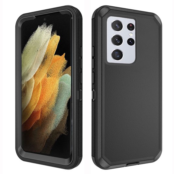 Compatible with Samsung Galaxy S21 Ultra 5G Phone Case Hybrid Rugged Shockproof Hard Protective Drop Proof Full Body Heavy Duty Mobile Cell Cover for S21ultra 21S S 21 21ultra G5 Women Men Black