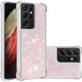 thumbnail image 1 of Compatible with Samsung Galaxy S21 Ultra Case Glitter Liquid Cute Clear Phone Case Floating Quicksand Shockproof Protective Bumper Soft TPU Case for Samsung Galaxy S21 Ultra Star Pink YB, 1 of 12