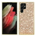thumbnail image 1 of Compatible with Samsung Galaxy S21 Ultra Glitter Plating Case, Luxury Bling Sparkly Shiny Cute Soft TPU Plating Bumper Raised Camera Shockproof Back Cover Wireless Charging for Women Girl, Gold, 1 of 7