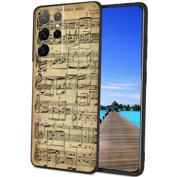 Compatible with Samsung Galaxy S21 Ultra Phone Case, Vintage-music-sheet-notes-0 Case Silicone Protective for Teen Girl Boy Case for Samsung Galaxy S21 Ultra