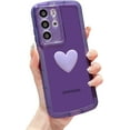 thumbnail image 1 of Compatible with Samsung Galaxy S21 Ultra Phone Case Women Cute 3D Love Heart Case Camera Lens Protection Soft Shockproof Clear Case for Galaxy S21 Ultra 6.8 inch (Purple), 1 of 6