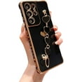 thumbnail image 1 of Compatible with Samsung Galaxy S21 Ultra Phone Case Women Luxury Plating Cute Love Heart Case with Heart Chain Bracelet Strap Camera Lens Protection Soft Silicone Shockproof Case, 1 of 6