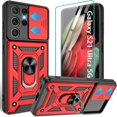 thumbnail image 1 of Compatible with Samsung Galaxy S21 Ultra case,S21 Ultra Case with HD Screen Protector with Slide Camera Cover, 360°Rotation Ring Kickstand [Military Grade] Case for Galaxy S21 Ultra,Black, 1 of 15