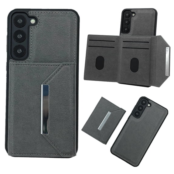 Compatible for Samsung Galaxy S21 Wallet Case with Card Slots Holder, Magnetic 2-in-1 Design PU Leather Purse Case, Flip Stand Durable Shockproof Protective Cover for Galaxy S21, Gray