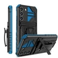 thumbnail image 1 of Compatible with Samsung Galaxy S22 Back Case, 360 Rotating Removable Belt Clip & Hidden Kickstand & Hard PC + Soft TPU & Anti-fall & Shock Absorption Phone Case for Galaxy S22, Blue, 1 of 12