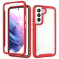 thumbnail image 1 of Compatible with Samsung Galaxy S22 Case Clear, Heavy Duty Dual Layer Shockproof Protection Transparent Women Men [Never Yellowing] [Military Grade Anti-Drop] Hard PC Back Phone Cover,Red, 1 of 5