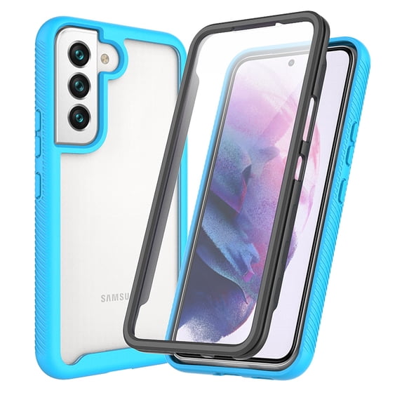Compatible with Samsung Galaxy S22 Case, Dustproof Shockproof Case with Built-in Screen Protector, Bumper Frame Heavy Duty Full Body Protective Cover for Samsung Galaxy S22, Blue