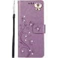 thumbnail image 1 of Compatible with Samsung Galaxy S22 Case Glitter with Card Holder Flip Wallet Phone Case for Women Crystal Butterfly Shockproof Protective Case for Samsung Galaxy S22,Lavender GY, 1 of 12