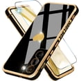 thumbnail image 1 of Compatible with Samsung Galaxy S22 Case with HD Screen Protector Shockproof Protection, Love Heart Plating Girly Women Cute Soft TPU Luxury Elegant Case for Galaxy S22 5G Case, Black, 1 of 7