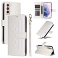 thumbnail image 1 of Compatible with Samsung Galaxy S22 Case, Premium Leather Wallet Book Case Magnetic Flip RFID Blocking Credit Card Holder Kickstand with Wrist Strap Shock Absorbing Case, White, 1 of 11