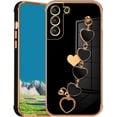 thumbnail image 1 of Compatible with Samsung Galaxy S22 Case Silicone Shockproof with Love Heart Wrist Strap Chain for Women, Samsung S22 Phone Case Ultra Thin and Soft Cases (Black), 1 of 13