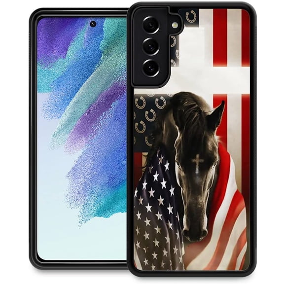 Compatible with Samsung Galaxy S22+ Case, Stallion Cross USA Flag Anti-Skid and Shockproof Protective Case for Men, Soft Silicone Rubber+Hard Back Cover Compatible with Samsung Galaxy S22 Plus