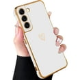 thumbnail image 1 of Compatible with Samsung Galaxy S22 Case for Women Cute Luxury Gold Heart Pattern Design, Full Camera Protection & Soft TPU Shockproof Protective Plating Edge Phone Case,6.1 inch 2022, White, 1 of 12