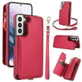 thumbnail image 1 of Compatible with Samsung Galaxy S22 Crossbody Wallet Phone Case,RFID Blocking PU Leather Shockproof Phone Case Women Men Kickstand flip Back Wrist Strap Zipper Credit Card Holder Slots,Red, 1 of 8