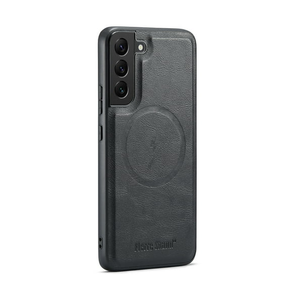 Compatible with Samsung Galaxy S22 Magnetic Case, Classic Premium PU Leather TPU Hybrid MagSafe Ultra Slim Protective Skin Friendly Shockproof Case Cover for Samsung Galaxy S22, Black