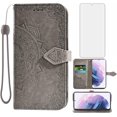 thumbnail image 1 of Compatible with Samsung Galaxy S22 Plus 5G Wallet Case and Tempered Glass Screen Protector Flip Cover Card Holder Cell Phone Cases for Gaxaly S22+5G Galaxies S22plus 22S + S 22 22+ G5 Women Men Gray, 1 of 13