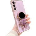 thumbnail image 1 of Compatible with Samsung Galaxy S22+ Plus 6.6” Phone Case with Electroplated Cute Cartoon Astronaut Stand Holder Side Heart Pattern Plating Edge Bumper Soft Shockproof Kickstand Cover (Purple), 1 of 9