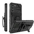 thumbnail image 1 of Compatible with Samsung Galaxy S22 Plus Back Case, 360 Rotating Removable Belt Clip & Hidden Kickstand & Hard PC + Soft TPU & Anti-fall & Shock Absorption Phone Case for Galaxy S22 Plus, Black, 1 of 12