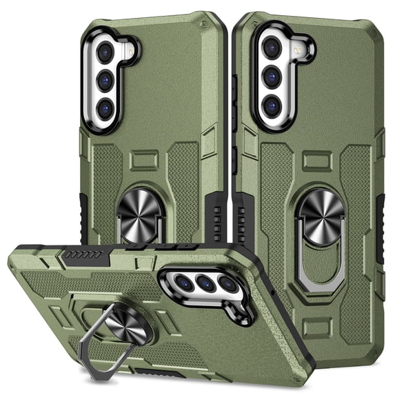 Compatible for Samsung Galaxy S22 Plus Case with Kickstand & Slide Camera Cover, Built-in 360° Rotate Ring Stand Magnetic Car Military Grade Shockproof Phone Cover Case,Green