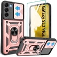thumbnail image 1 of Compatible with Samsung Galaxy S22 Plus Case, S22 Plus Case with HD Screen Protector with Slide Camera Cover, 360°Rotation Ring Kickstand [Military Grade] Case for Galaxy S22+/S22 Plus, Rose Gold, 1 of 15