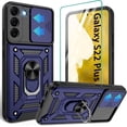 thumbnail image 1 of Compatible with Samsung Galaxy S22 Plus Case, S22 Plus Case with HD Screen Protector with Slide Camera Cover, 360°Rotation Ring Kickstand [Military Grade] Case for Galaxy S22+/S22 Plus,Blue, 1 of 15